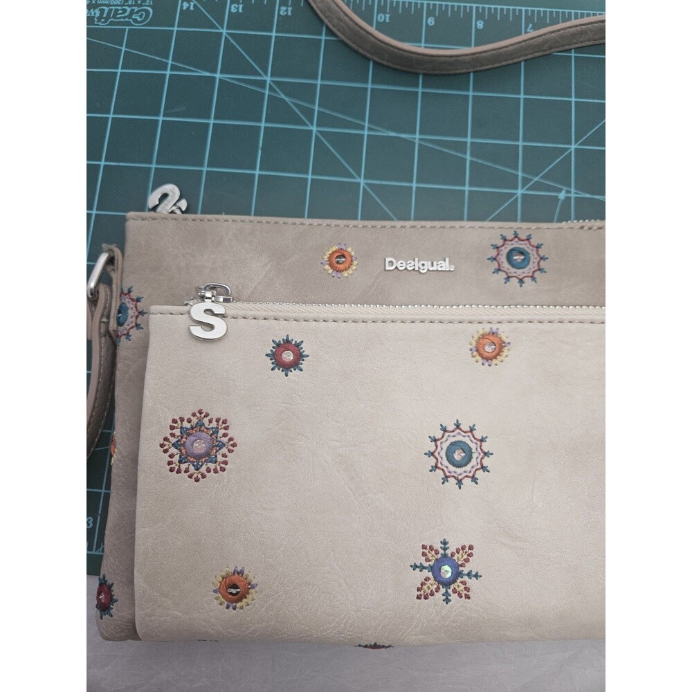 Desigual Julietta Agra Crossbody Bag Nude Beige Embroidered Purse - Picture 3 of 9